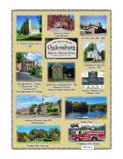 This new tapestry throw depicts everything Ogdensburg. (Photo courtesy of the Ogdensburg Historical Society)