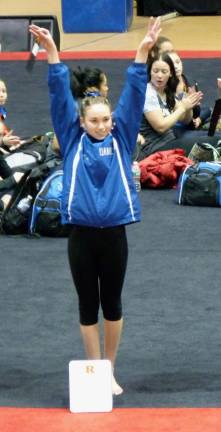 Danielle Bruce of Vernon was third on the uneven bars.