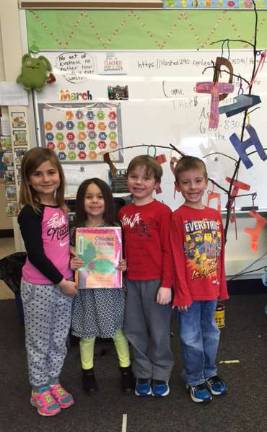Franklin students create tree Pictured are: Madison Calandrillo, Tiffany Ruiz, Cameron Fischer Layne Swanson