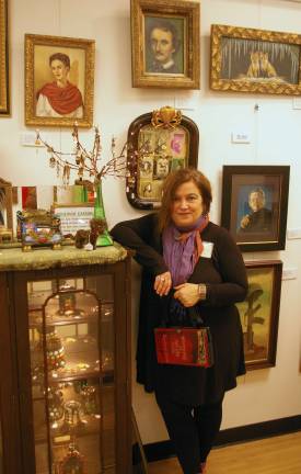 Skylands Gallery show benefits Father John's Animal House June Ponte, from Lafayette, paints portraits of historical figures, images inspired through mysticism, and creates Gothic style stained glass and jewelry.