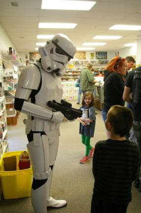 Stormtrooper TK-41066 Chris Manning of Vernon spent the day entertaining visitors at Bob's Collectables on Route 94 in Hardyston. Manning has also made an appearance at Vernon's Halloween Trunk Or Treat event at Maple Grange Park.