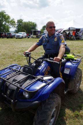 Hardyston Township Police Department Sergeant Ed O'Rourke had his department's quad on hand in case of a potential emergency.