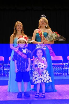 Hamburg crowns Miss Hamburg, names junior winners Runner up Erika McNulty, Miss Hamburg Delaney Timchak are shown with Little Mister and Miss Hamburg Joshua Demarest and Elliana Rueckel.