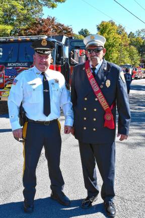Photos: Firemen’s Inspection Day & Parade <b>ID4 Sussex County Sheriff Mike Strada, left, with Dave Coss, chief of the Montague Volunteer Fire Department and grand marshal of the annual Sussex County Firemen’s Association Inspection Day & Parade.</b>