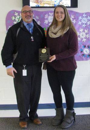 Lafayetete Student of the Month for December, Allison Mueller, is shown with Assistant Principal Gerard Fazzio.