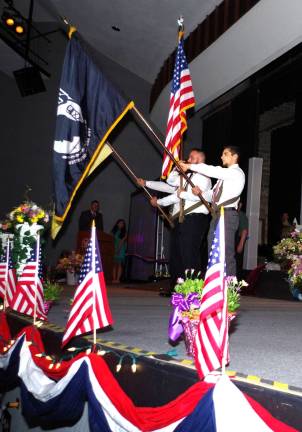 Veteran students from Sussex County Community College brought the flags up to the stage and participated in the ceremonies.