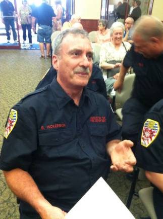 Hardyston Fire Chief bill Hickerson speaks at a recent Hardyston Township Council meeting.