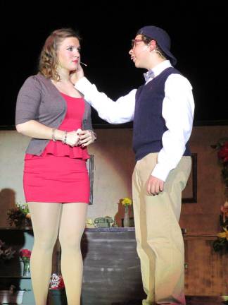 Photo by Viktoria-Leigh Wagner Senior Daria Ferdine, 18, who played Audrey, is caressed by love interest Seymour, played by David Lisboa, 14, of Sussex.