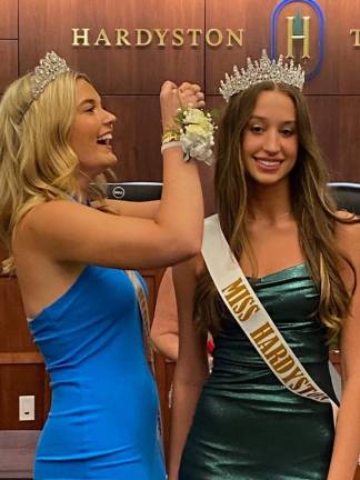 Miss Hardyston 2022, Emily Carey, left, crowns Miss Hardyston 2023, Kayla Van Ginneken.