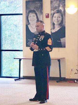 Season of Hope First Sergeant Eduardo Ascendo, of the United States Marine Corps, spoke of the importance of the Toy Drive and the Marines' involvement.