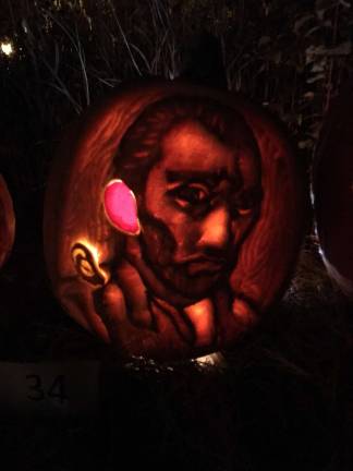 Wallkill Valley wins contest Molly Cheevers "Vincent Van Ghoul" pumpkin.