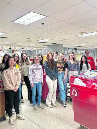 High Point Regional High School students collect 5,103 pounds of food for the Fill the Bus Champions for Charity campaign. (Photo provided)