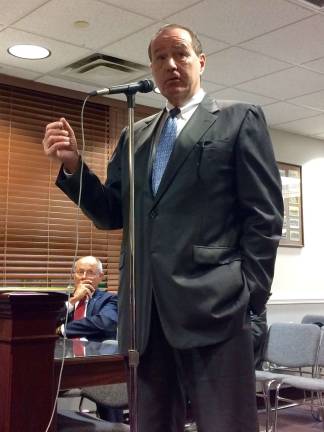 Kevin Kelly, attorney for JCM Investors, speaks to the Franklin Borough Council on Tuesday, Nov. 28.