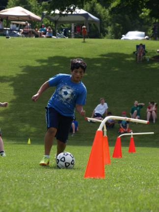 Milan Kuryala makes the soccer skills contest look easy.