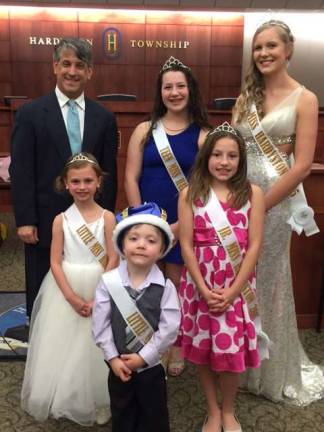 Pageant winners are shown with Hardyston Township Stanley Kula, top left. Shown, from top left, Teen Miss Hardyston Sofia Buffa, Miss Hardyston Kimberly Jones; front, from left, Little Miss Hardyston Hailey Phillips, Little Mr. Hardyston Michael Lepore, and Jr. Miss Hardyston Vanessa Buffa.