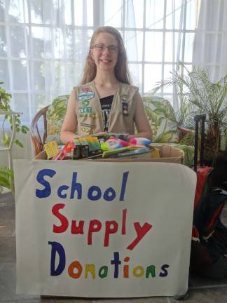 Silver award project A local Wallkill Valley Girl Scout Andi Kidd, Franklin Troop 897,will hold a school-supply drive in front of the Franklin Wal-Mart on Sunday July 27 from 10-2 p.m. and Thursday, July 31, from 6-9 p.m.If you’d like to schedule a more convenient time contact her at: akidd@ptd.net. Needed items include: book bags, pens, pencils, paper, notebooks, binders, highlighters, flash drives, folders.