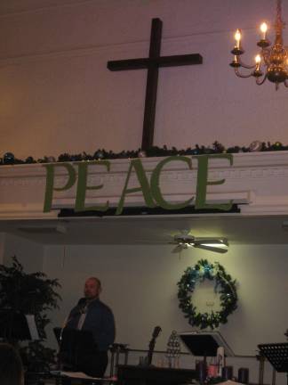 A simple message at the Vernon United Methodist Church defines the holiday season.