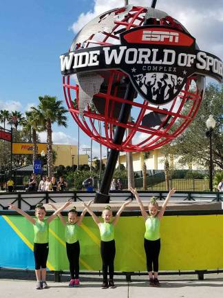 Garden Gators compete at Disney World Sparta Gators youngest Xcel Bronze gymnasts Lucy Towey of Sparta, Aubrey Hayes of Hampton, Teagan Tardive and Kelly Hayowyk of Sparta