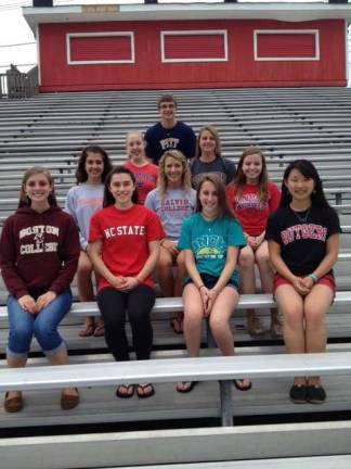 High Point Regional High School's Top 10 graduates are shown in their college shirts on the school campus in Sussex Borough: They are: Missy Furman,Alison Masson, Halee Sytsema, Cori Posner, Brinley Burdge, Ally Frei, Catherine Henckel, Aaron Wannamacher, Annelise Malgieri, Christina Makris