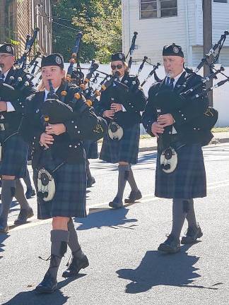 Bagpipes being played during the 99th Annual Parade.