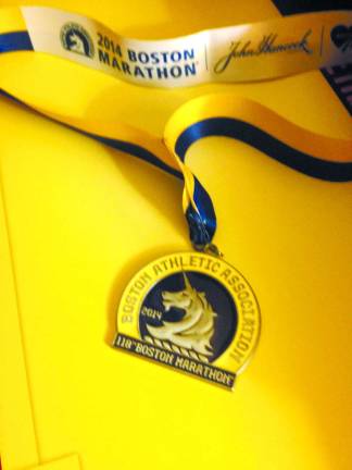Boston Marathon finisher's medal.