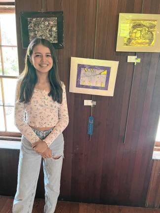 Ogdensburg art students honored Ogdensburg School seventh-grader Adrianna Perea won first place for her artwork, ‘The World Up Close,’ in the 45th annual Young Artist Expo, sponsored by the Ringwood Manor Association of the Arts. (Photos provided)