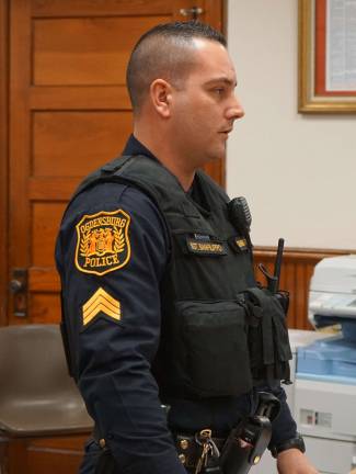 Ogdensburg police benefitting from grants Sergeant Joseph Sanfilippo presents the 2017 Distracted Driving Grant to the Ogdensburg Council.