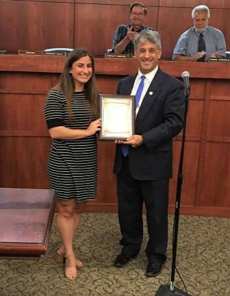 Adrianna Purcell is shown with Hardyston Mayor Stanley Kula.