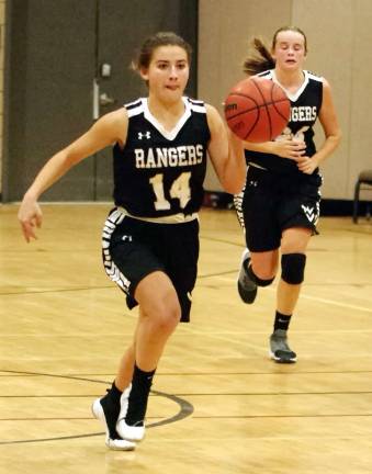 Wallkill Valley's Samantha Opilla handles the ball in the third period. Opilla scored 13 points.