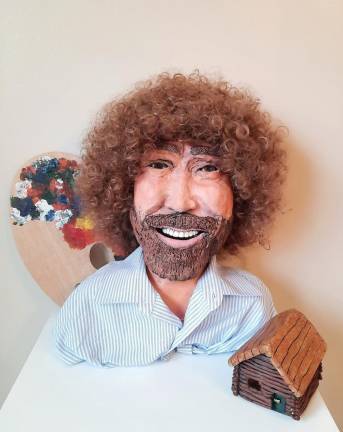 Bob Ross sculpture by Paige Cocchio won an Honorable Mention. Bob Ross was a painter who hosted “The Joy of Painting,” an instructional television program that aired from 1983 to 1994 on PBS.