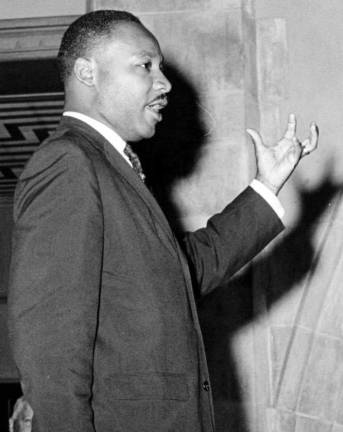 The Rev. Martin Luther King Jr. speaks in Cleveland in 1963. This photo, which originally appeared in the Cleveland Plain Dealer, is now in the public domain.