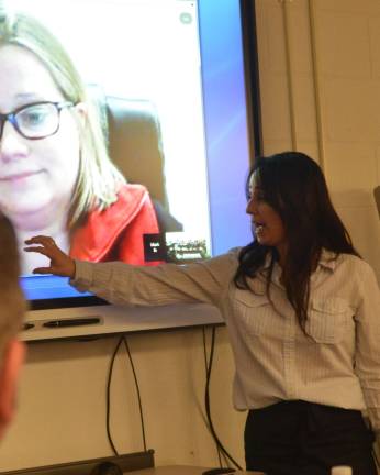 Instructor Mimi Fenlon demonstrates video conferencing.