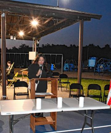 Photos: 9/11 Lights Memorial Service in Franklin State Assemblywoman Dawn Fantasia, R-24, speaks during the ceremony marking 24 years since the Sept. 11, 2001, terrorist attacks.