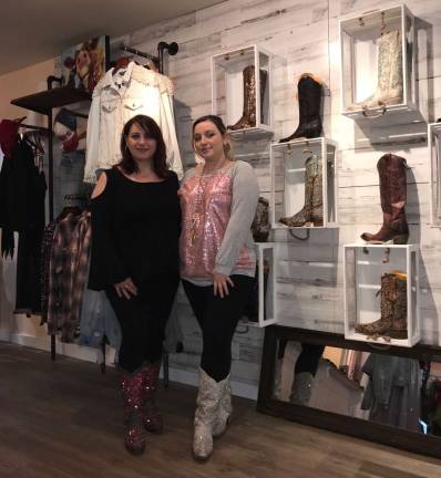 Mary and Diana Petrovski show their fabulous bling cowboy boot section.