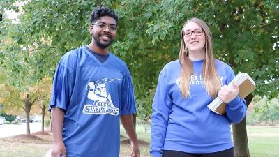 Student Leaders, Scott Raghubir and Cheyenne Port will be assisting students at the Fall Open House.