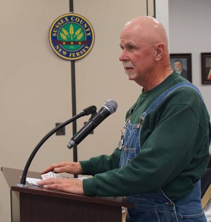 PHOTOS BY VERA OLINSKI John Snyder asks again for an open forum regarding the solar project fiasco.