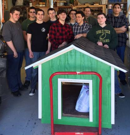 Steve Wagner's vo-tech class is shown with a doghouse.