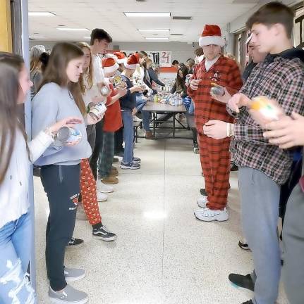 The Line originated in the cafeteria and extended down the hall to the bus.