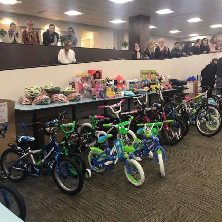 Assembly frenzy comes to Selective Bikes built and ready to be sent to the Project Self-Sufficiency Toy Shop.