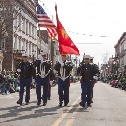 Sussex County Marine Corp League Detachment 747 leads the 2014 St. Patricks Day Parade.