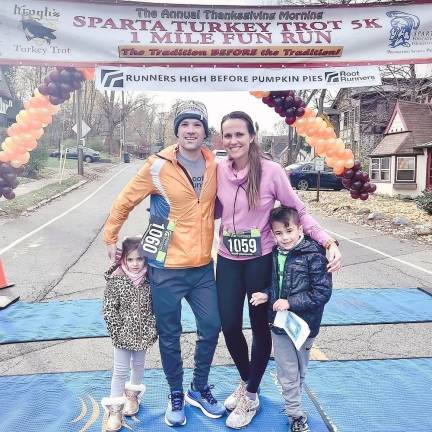 Matt Vilardo with his wife, Anastasia, and children, Emma and Joseph, at the Sparta Turkey Trot (Photo provided by Matt Vilardo)