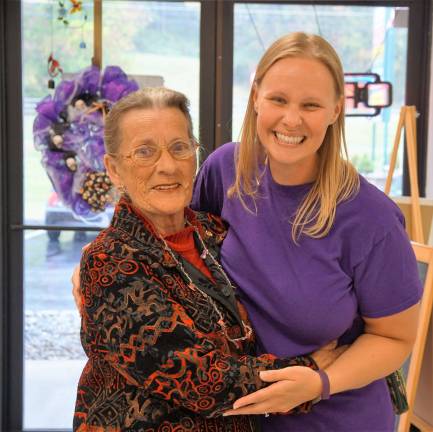 Painted grape celebrates 2 years in business From left, Hardyston Mayor Leslie Hamilton congratulates Painted Grape Art Manager and Founder Beckie Sajban.