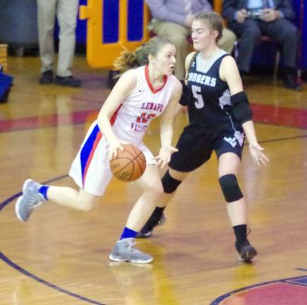 Lenape Valley's Alycia Cahn dribbles the ball while covered by Wallkill Valley's Patricia Stecher.
