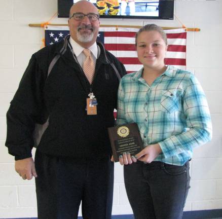 Lafayette Township Student of the Month Amanda Agne, right, is shown with Assistant Principal Jerry Fazzio.