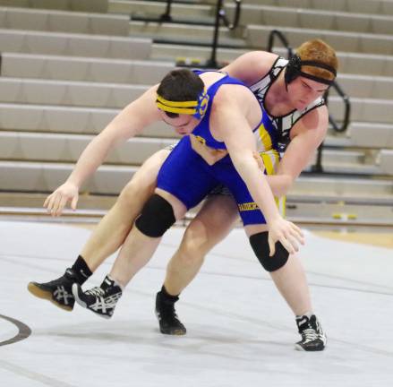 Wallkill Valley falls to North Brunswick Wallkill Valley's Connor Andrews holds North Brunswick's John Helstowski in the 220 lb category.