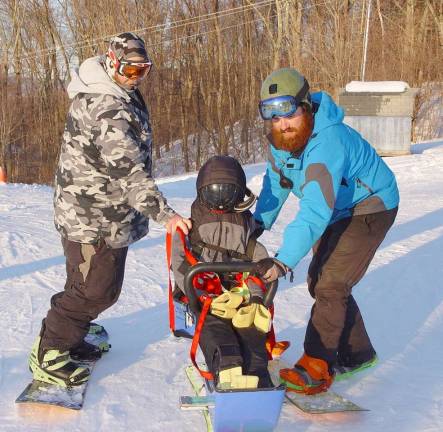 ASP at Mt. Creek President Dan Monzo &amp; Snow Sports Director &amp; Trustee Tim Stone training with &#xfe;&#xc4;&#xfa;Sam&#xfe;&#xc4;&#xf9;.