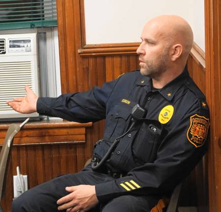 PHOTO BY VERA OLINSKI Ogdensburg Police Chief Stephen Gordon discusses an engine braking ordinance.