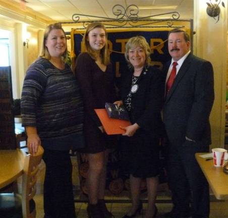 The Wallkill Valley Rotary Club is pleased to recognize Sussex Tech High School Student of the month Karleigh Noll, her mother to the left, Karen McDougal club president, and Michael Trexler from the Guidance Department.