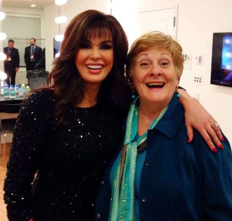 Marie Osmond and Barbara Davis after Marie's performance at Carnegie Hall.