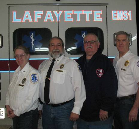 Lafayette Township EMS has elected officers for 2017. Pictured are Margaret Strowe, secretary; John Strowe, captain; Ron Decker, lieutenant; and Jeff Hookway, treasurer.